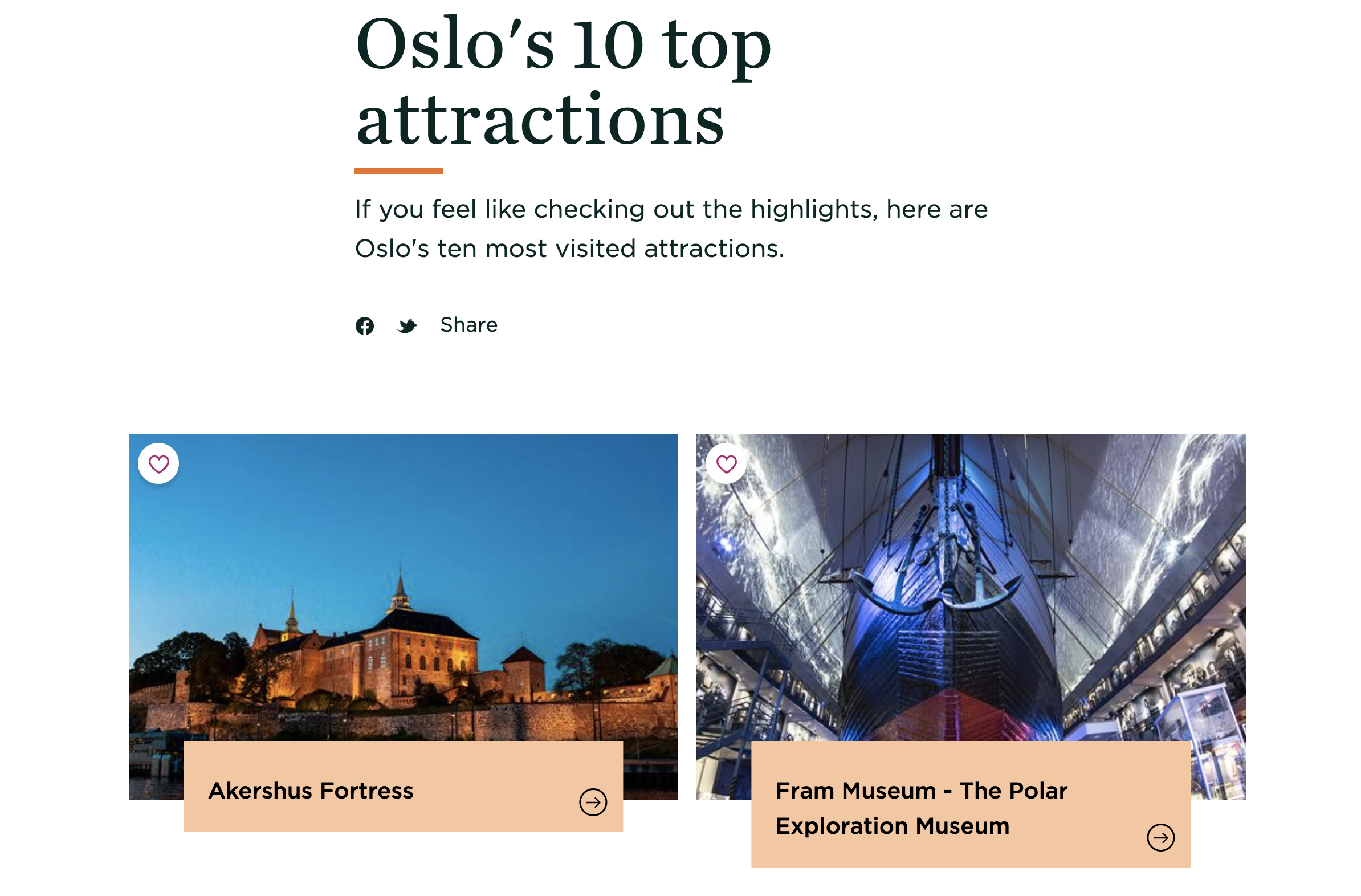 A overview over Oslo 10 top attractions